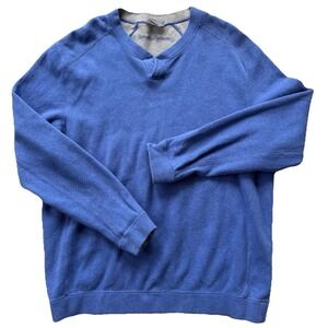 Tommy Bahama Reversible Notch Neck Sweater Blue/Grey Flipside Adult XL/2XL